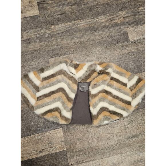 Anthropologie Bolero Cape Womens One Size Faux Fur Striped Multicolor Shrug - Picture 2 of 7